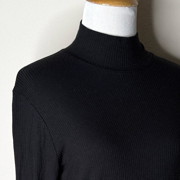 Abercrombie Black Rib Mock Neck Long Sleeve Top - Picture 3 of 6